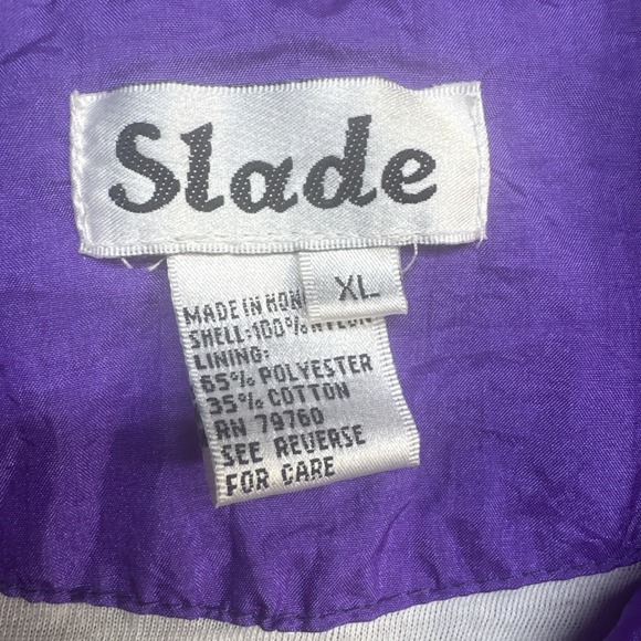 Slade Vintage 90s Purple Track Jacket Abstract Windbreaker Zip Up XL - Picture 3 of 9